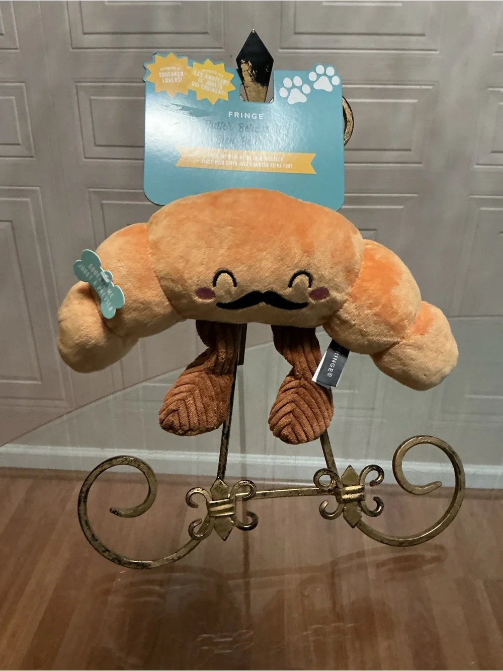 Brand New Fringe 10” Croissant With Leg Dog Toy w/ Squeaker & Crinkle,